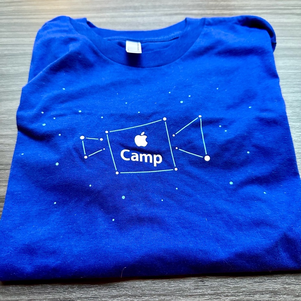 Apple Kids Blue Camp T-Shirt NEW American Apparel size 14